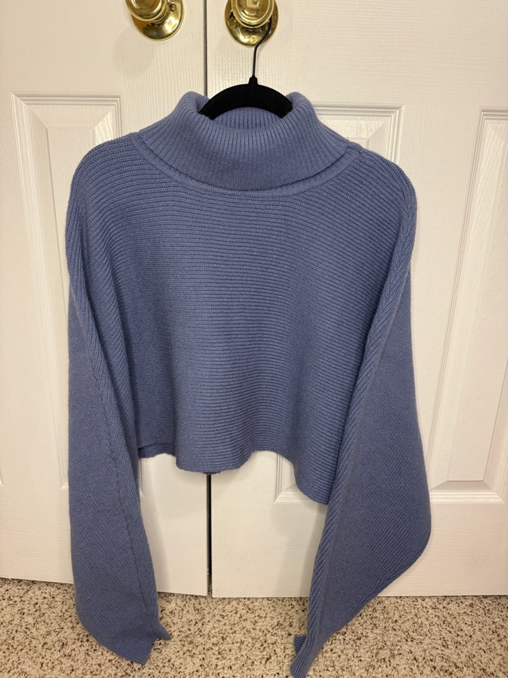 Double Zero Cropped Turtleneck Sweater in Dusty Blue